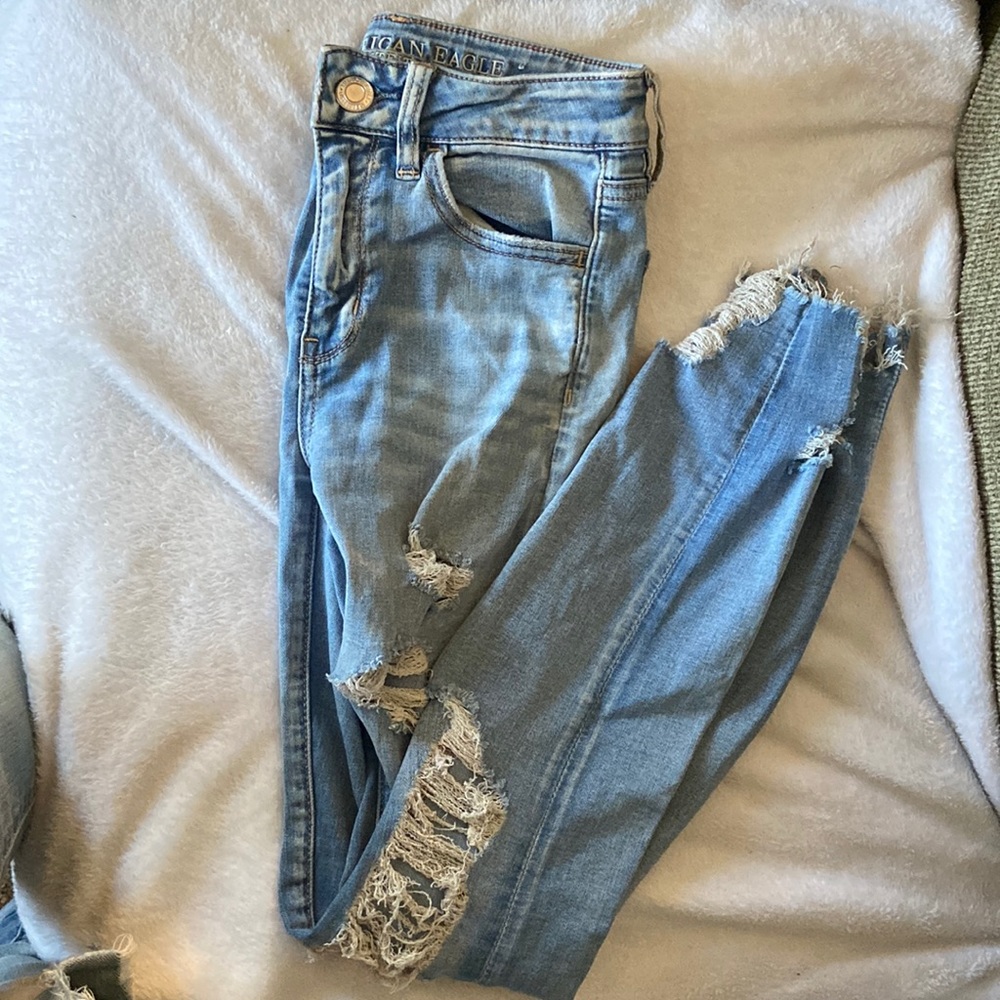 American eagle light wash super stretch jeans